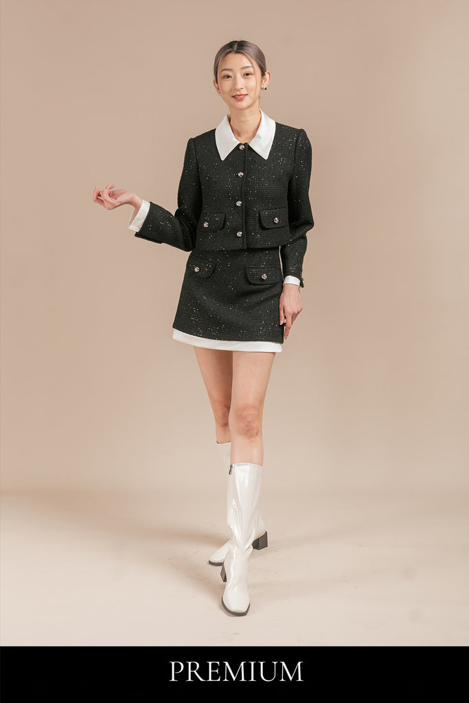 Lovitta Sequin Tweed Jacket and Skirt Set