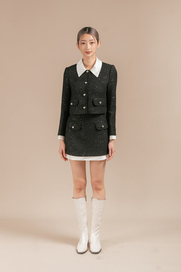 Lovitta Sequin Tweed Jacket and Skirt Set