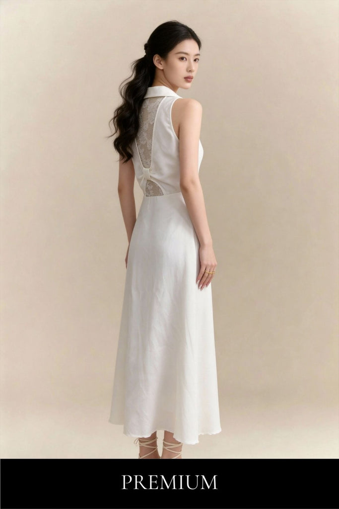 Liliana Pearl-Button Maxi Dress