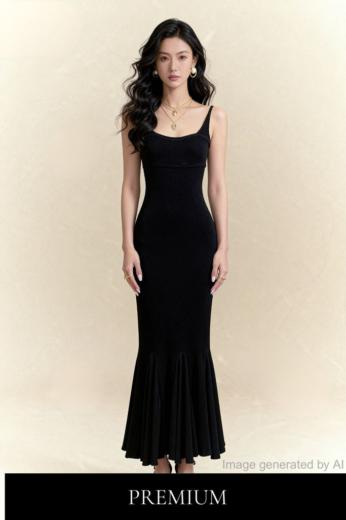 Lucianna Sculpted Flare-Hem Sleeveless Maxi Dress