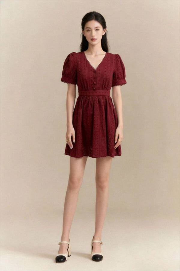 Lucie Lace-Trim Cotton Mini Dress