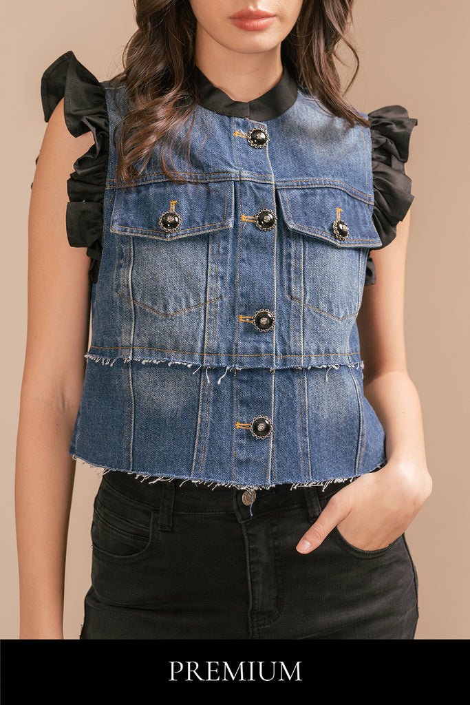 Lunitto Denim Ruffled Vest