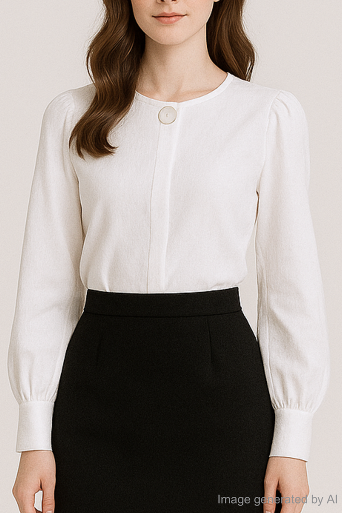 Lyanna Single-Button Long Sleeve Drape Blouse