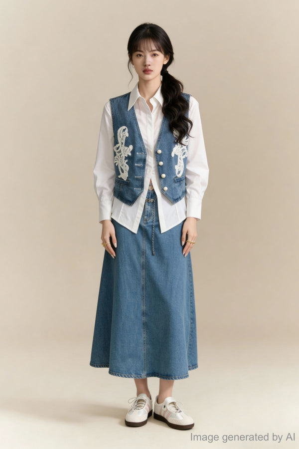 Marais Pearl-Button Denim Vest