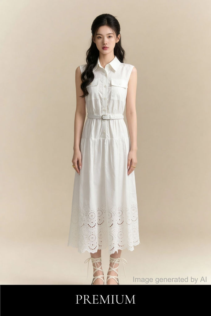 Maribel Belted Shirt Midi Dress
