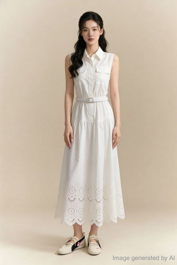 Maribel Belted Shirt Midi Dress