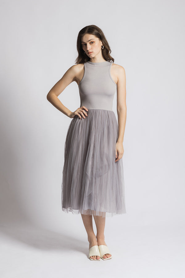 Marienne Frilly Pleated Sleeveless Maxi Dress