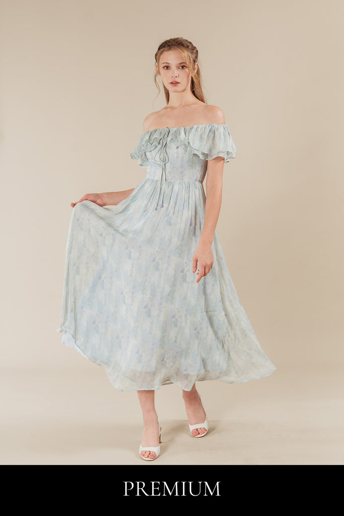 Meobelle Floral Off Shoulder Maxi Dress