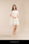 Meritto Organza Floral Lace Cutout Short Dress