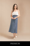 Merlinni Denim Cold Shoulder Maxi Dress