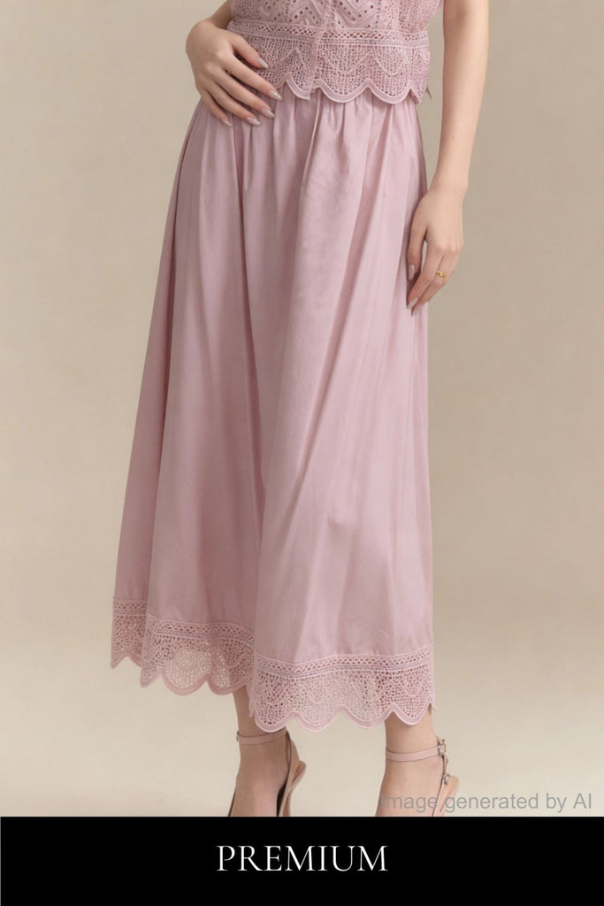 Mireille Scalloped Lattice Maxi Skirt