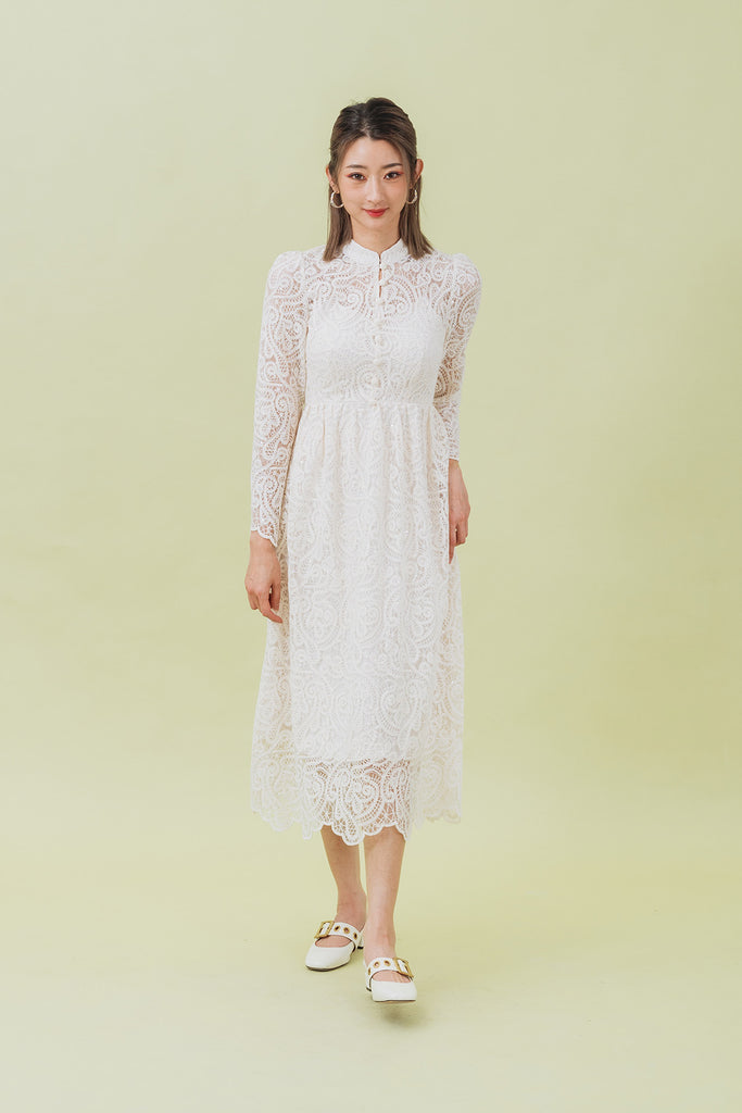 Monnice Sequin Crochet Lace Maxi Dress