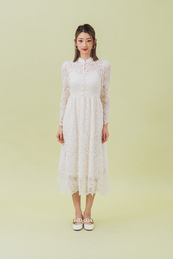 Monnice Sequin Crochet Lace Maxi Dress