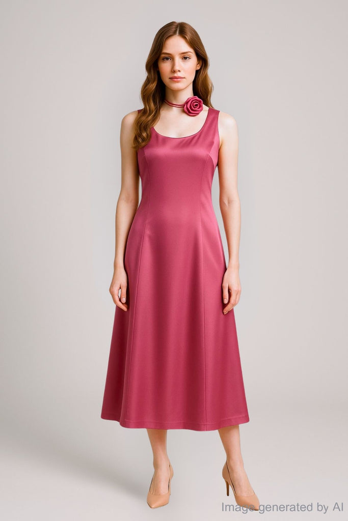 Nadia Satin Scoop-Neck Slip Dress