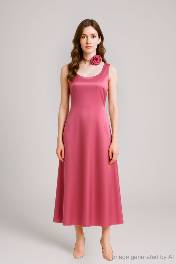 Nadia Satin Scoop-Neck Slip Dress