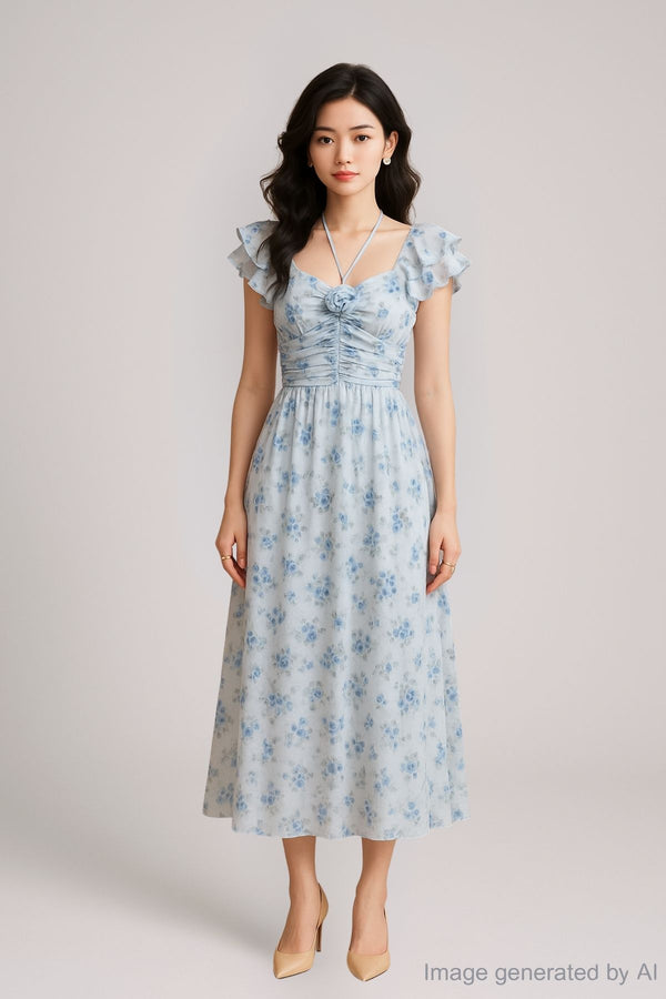 Nevillia Ruffled Floral Maxi Dress