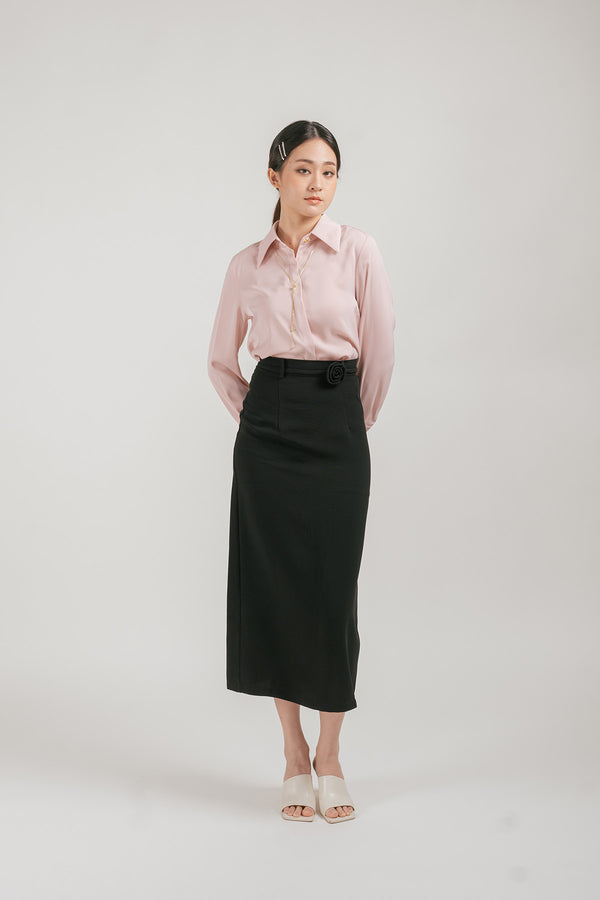 Nevissa Rose Ribbon Tie Maxi Pencil Skirt