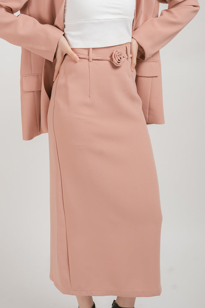 Nevissa Rose Ribbon Tie Maxi Pencil Skirt