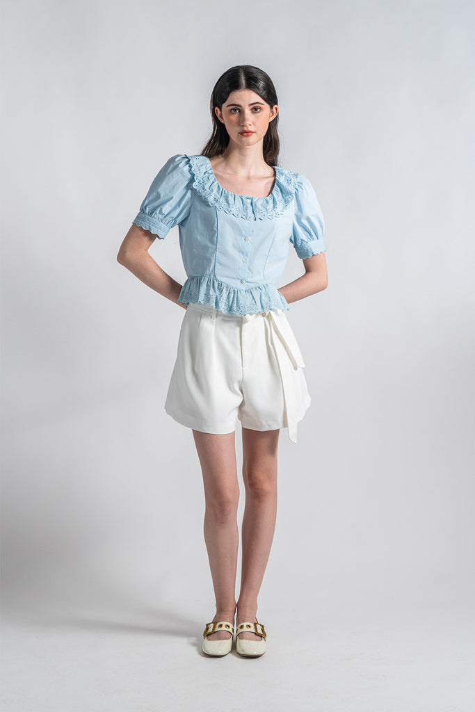 Novellia Vintage Lace Short Sleeve Blouse