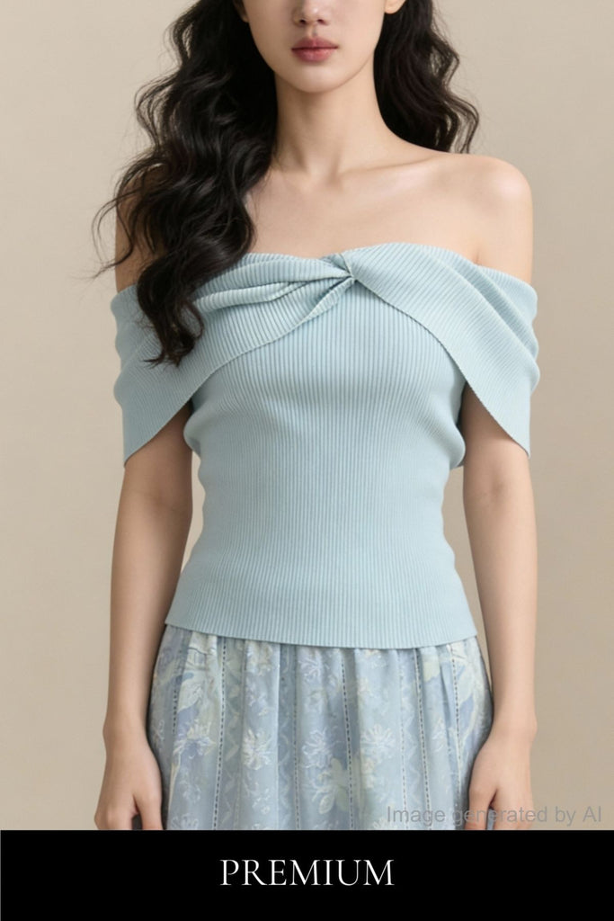 Nyelle Twist-Bardot Knit Top