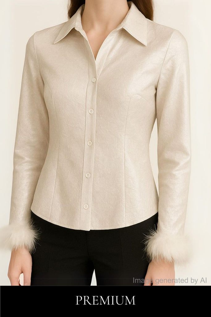 Pelisse Fur-Trimmed Long Sleeve Blouse
