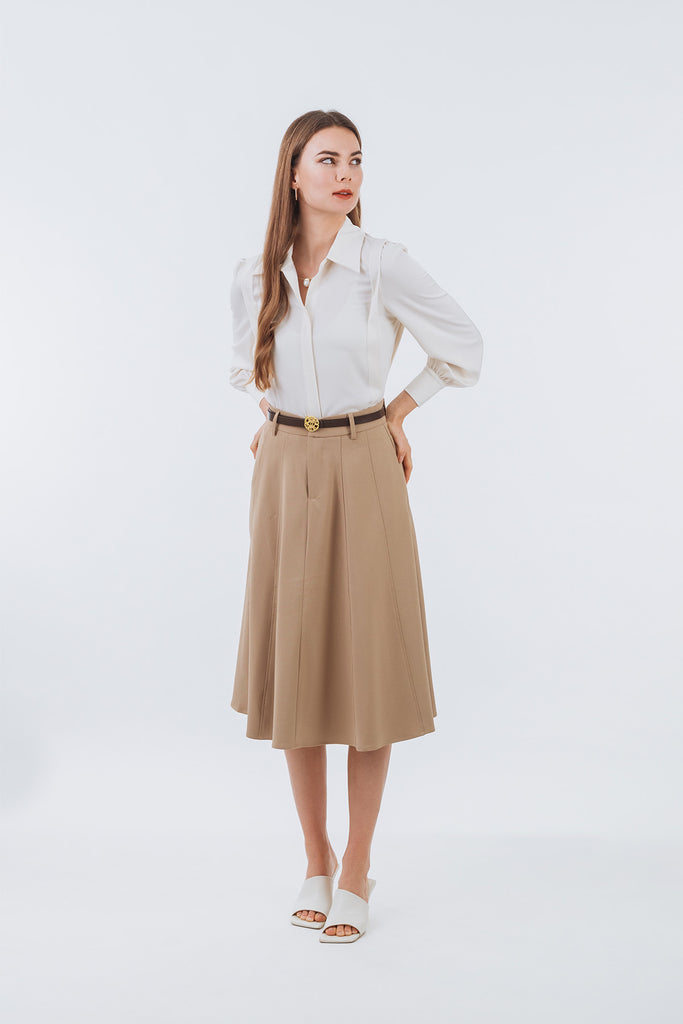 Peoricca Belted A Line Midi Skirt