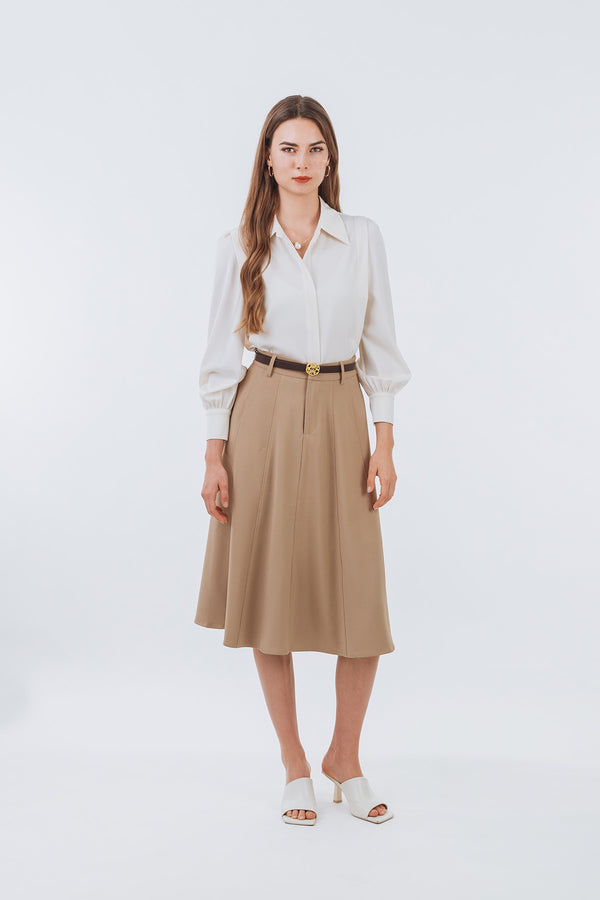 Peoricca Belted A Line Midi Skirt