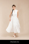 Pevinne Sleeveless Belted Tiered Maxi Dress