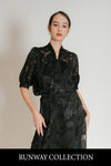 Pevonna Lace Floral Sheer Ribbon Tie Blouse