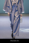 Plisse Wide Leg Suit Pants
