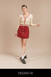 Prestinna Knitted Cardigan and Tweed Skirt Set