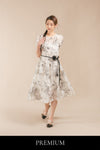 Renossa Floral Rose Tie Tiered Maxi Dress