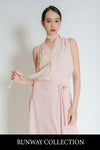 Reviona Sleeveless Satin Top with Ribbon Tie