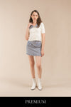 Rinessa Checkered Argyle Knitted Blouse and Denim Skirt Set