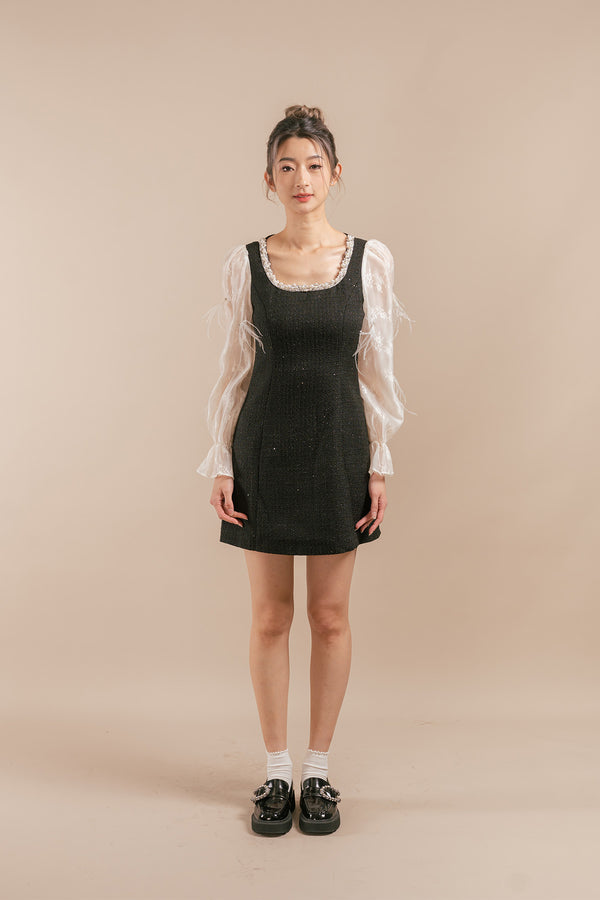 Rynolli Tweed Long Sleeve Short Dress