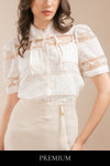 Saritto Sheer Floral Embroidered Chinese Style Top
