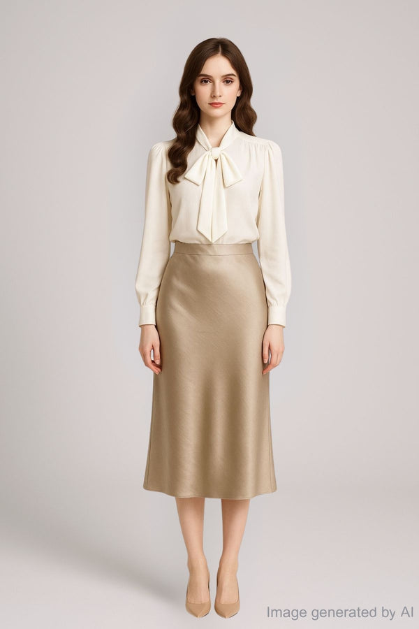 Savannia Long Sleeve Neck Tie Blouse