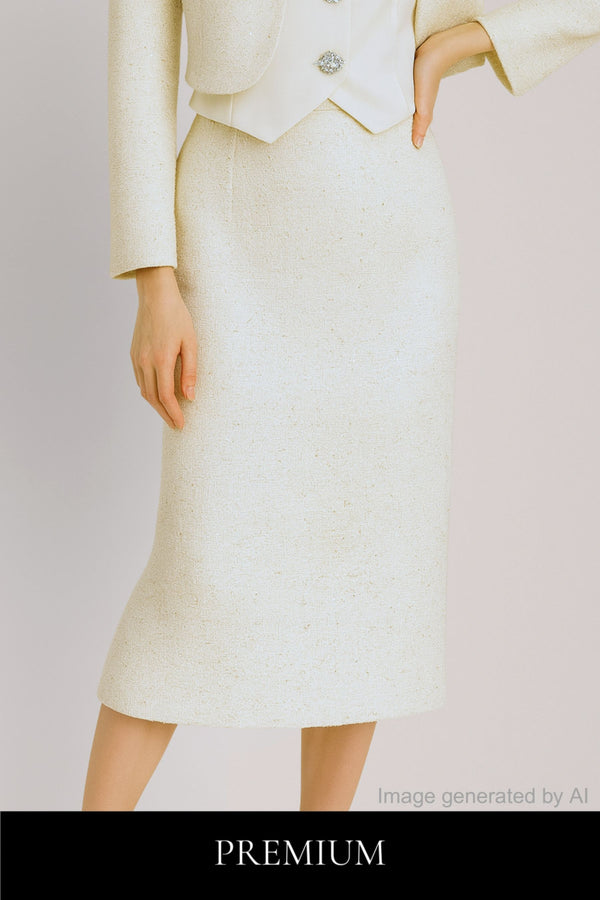 Savine Tweed Pencil Midi Skirt