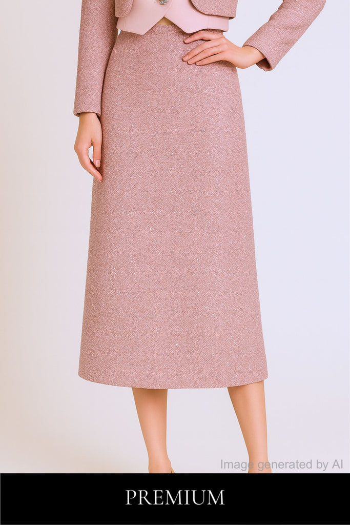 Savine Tweed Pencil Midi Skirt