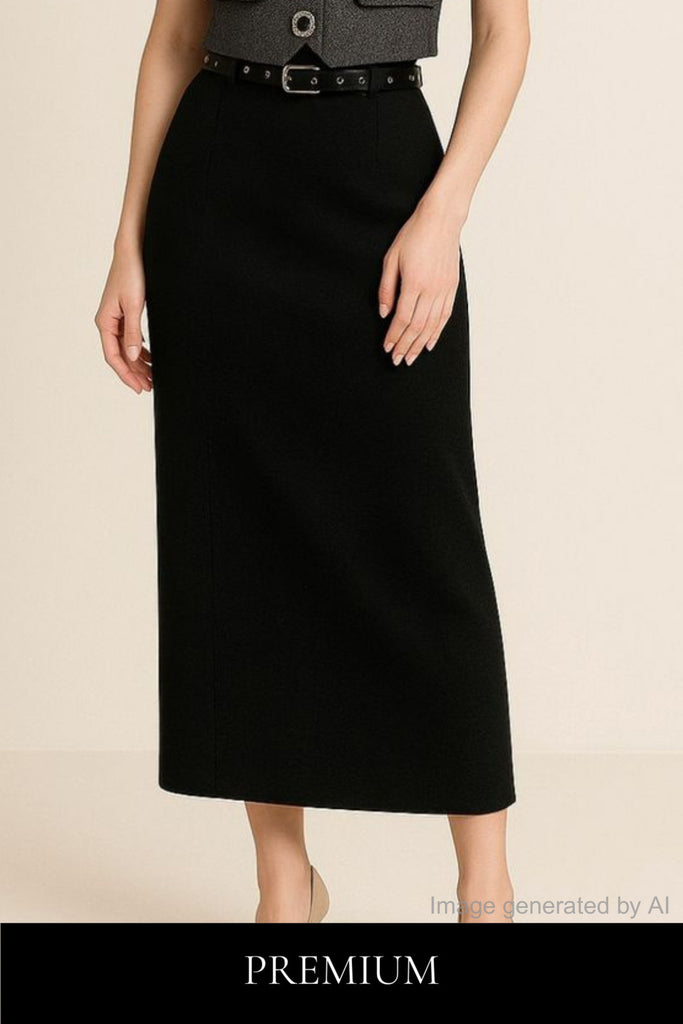 Savvinne Belted Maxi Skirt with Back Slit