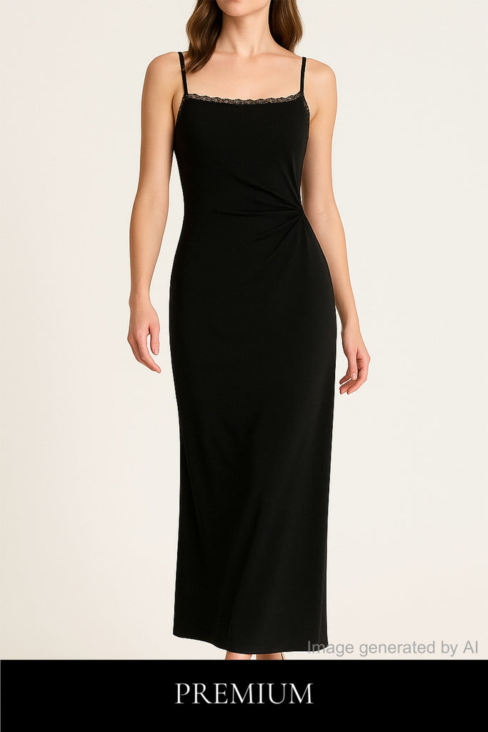 Sylviee Sculpted Slit Maxi Dress with Cinched Waist Twist