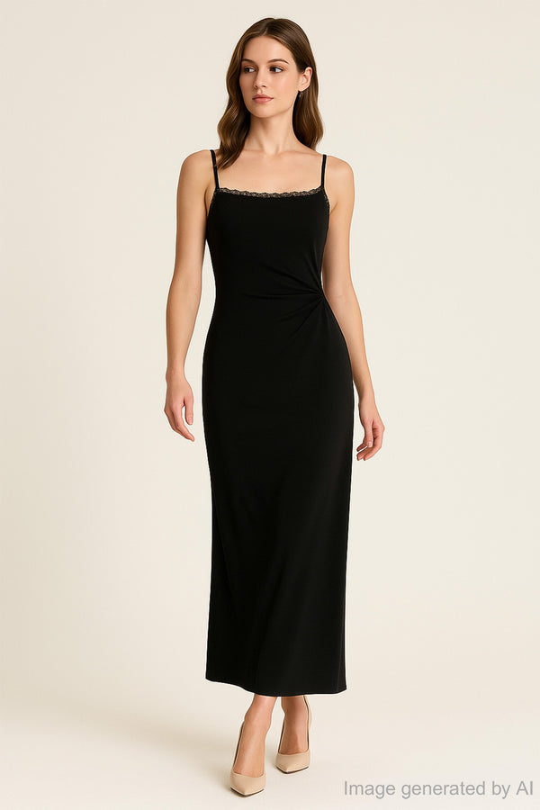 Sylviee Sculpted Slit Maxi Dress with Cinched Waist Twist