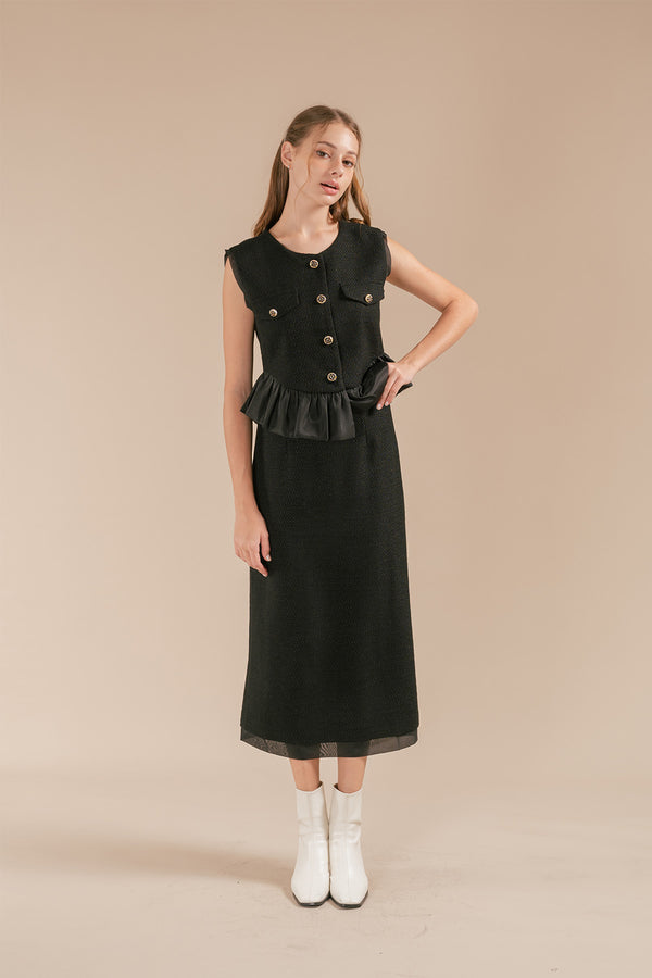 Venorllia Sleeveless Peplum Top and Maxi Skirt Set