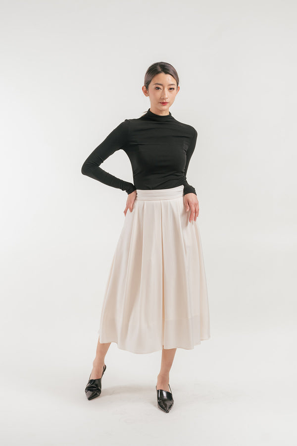 Verissa Satin Midi Pleated Skirt