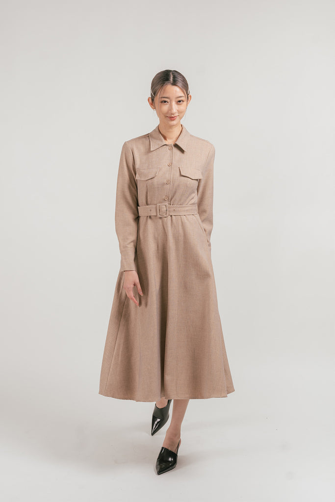 Vernitto Belted Maxi Shirt Dress