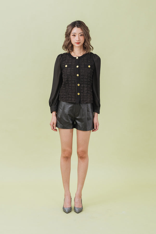 Veronni Checker Quilted Cardigan