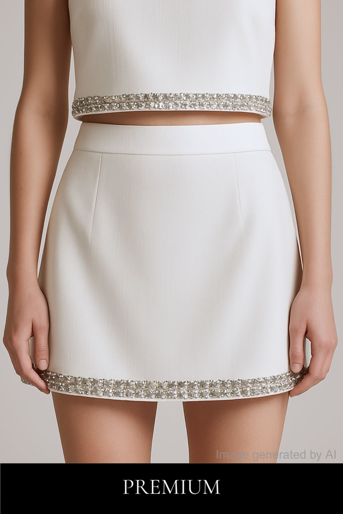 Vyrelle Jeweled Trim High-Waist Mini Skirt