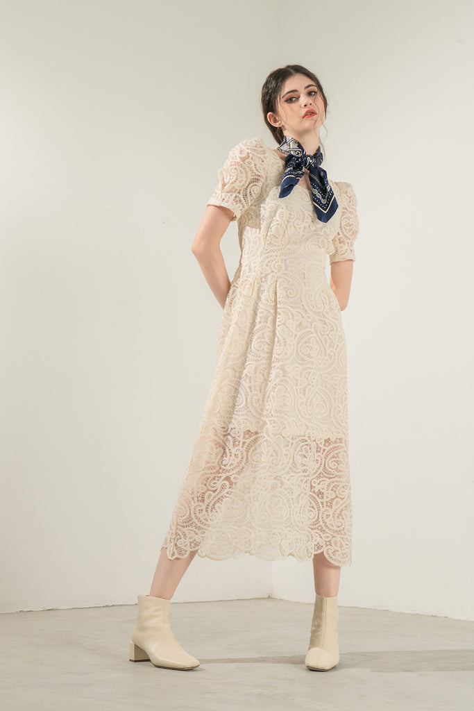 Weonitte Lace Overlay Midi Dress