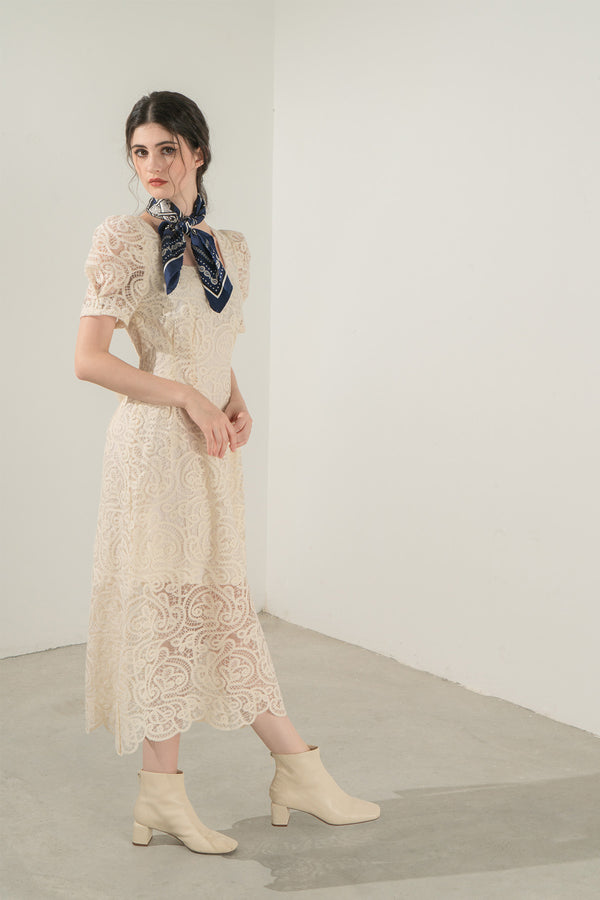 Weonitte Lace Overlay Midi Dress