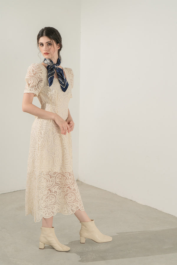 Weonitte Lace Overlay Midi Dress